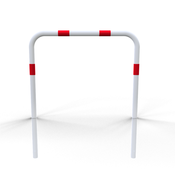 Hoop of steel tube |  48 x 2,5 mm | without cross bar | for casting in concrete | total width 1000 mm | total height 1200 mm | hot-dip galvanized and white coatedwith red reflecting stripes